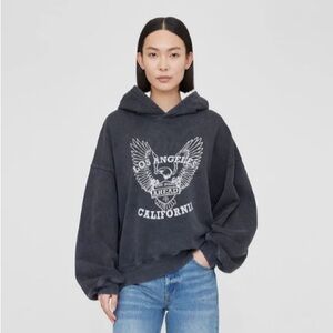 Anine Bing Alec hoodie in washed black. Size S